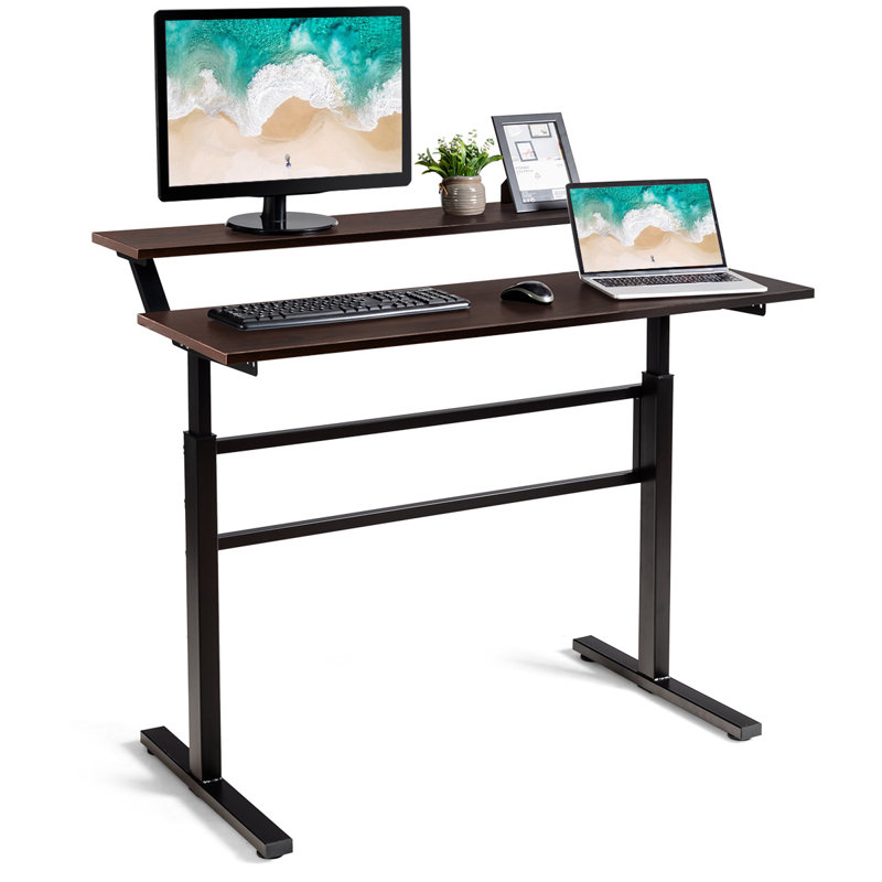 Mirari Adjustable Standing Desk, Black, Coffee