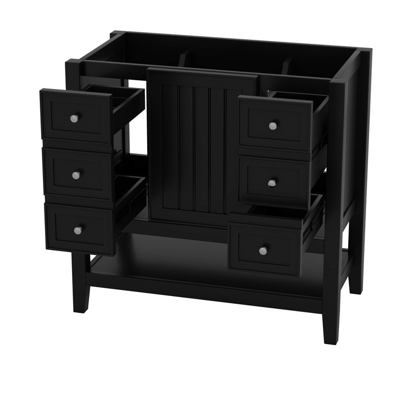Meuble-lavabo 36 po sans lavabo, avec porte simple et 3 tiroirs, Noir