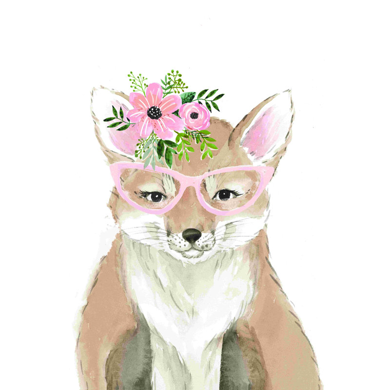 «Cute and Sassy Fox» - peinture sur toile tendue, H 48 po x l 32 po