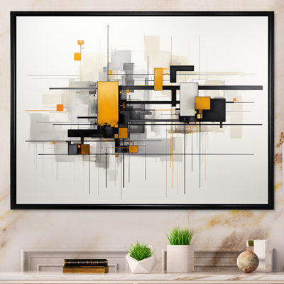 «Yellow Cityscape Journey Ensemble I», art mural abstrait