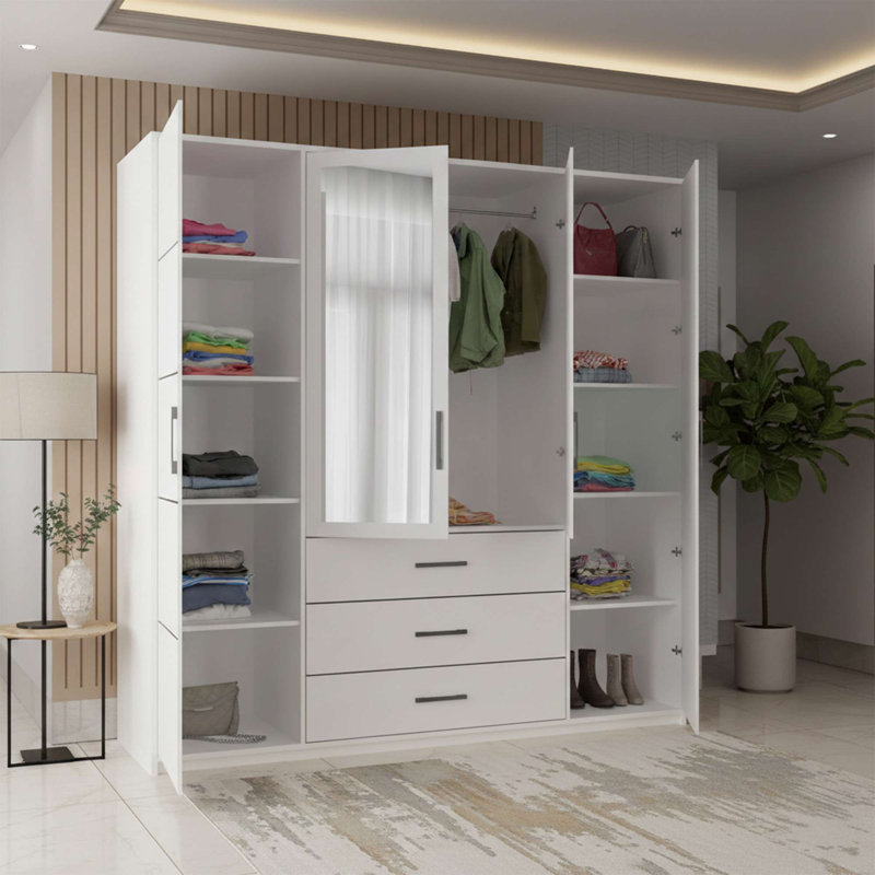 4 Door Manufactured Wood Wardrobe, White