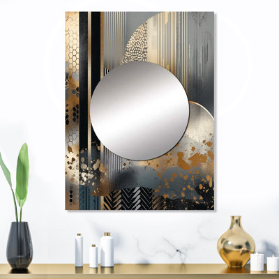 Perivolia Shapes and Lines Abstract Marble IV - miroir unique en marbre, grand miroir mural doré, impression sur métal