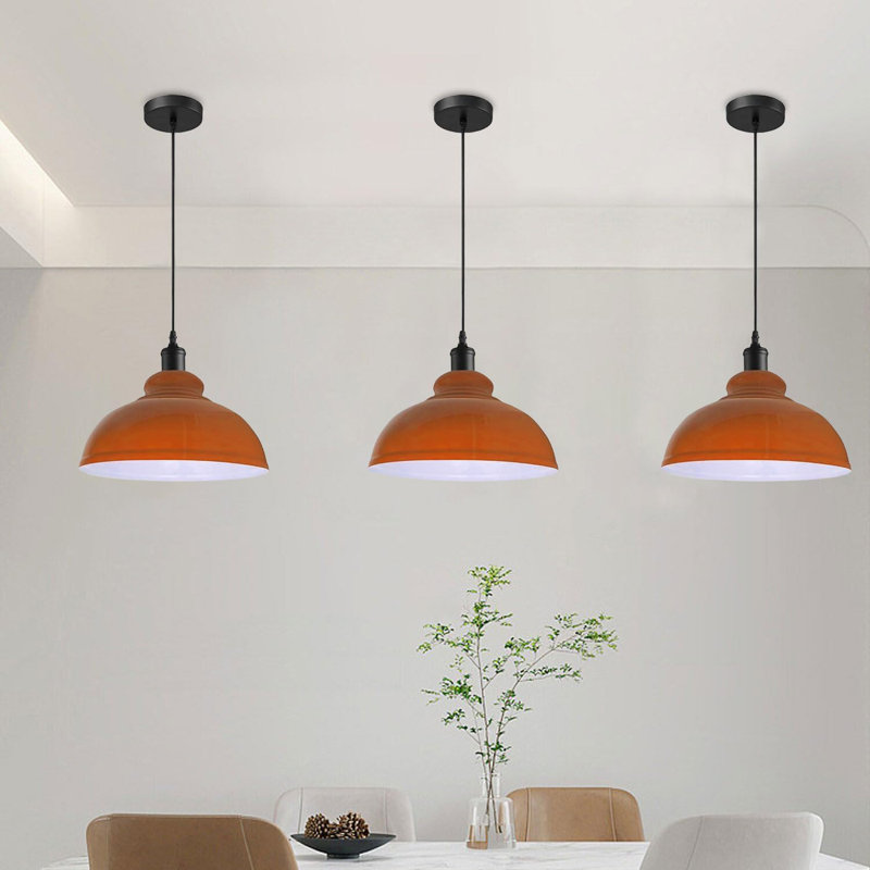 3 - Light Dome Pendant, Orange