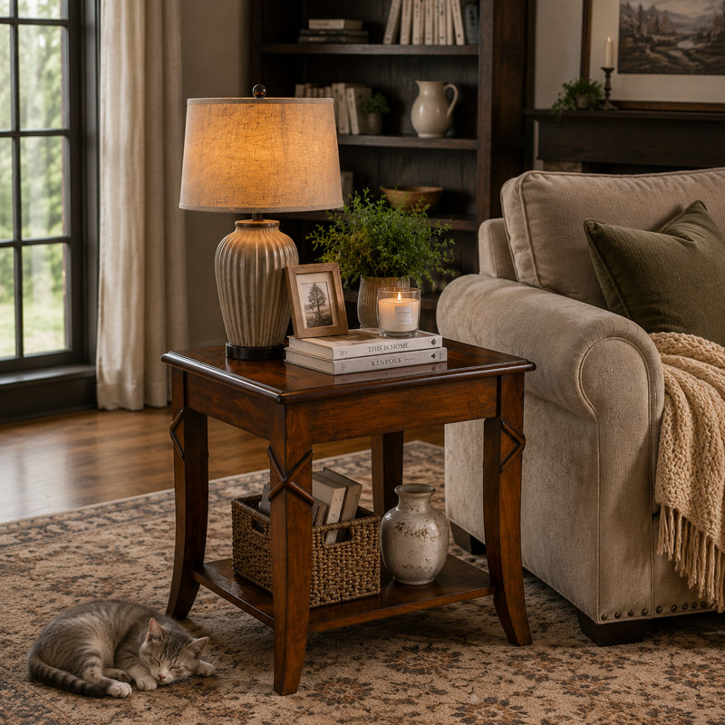 Vinton American Vintage Rectangular End Table with Storage