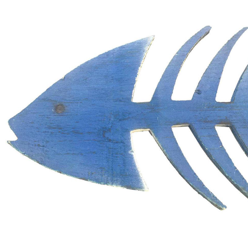 Handmade Coastal Wall Decor on Wood, Rustic Dark Blue