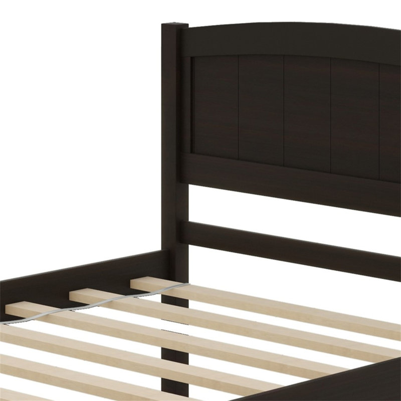 Lit plateforme simple en bois avec deux tiroirs Areisy, Espresso