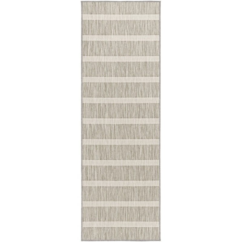 Nourison Positano 2'2" x 12' Grey Ivory Modern Rug, Gray, Runner 2'2" x 12'