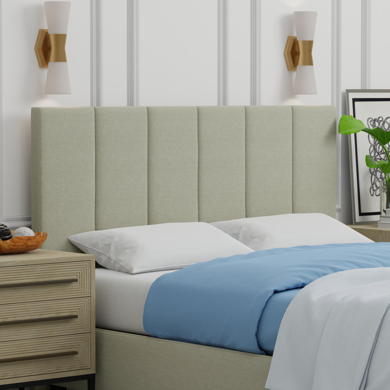 Avag Upholstered Panel Headboard, Beige, Queen