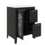 Meuble-lavabo sur pied 24 po avec lavabo, armoire de rangement en bois massif avec porte en verre et 2 tiroirs, meuble-lavabo sur pied avec lavabo en céramique-1806161079