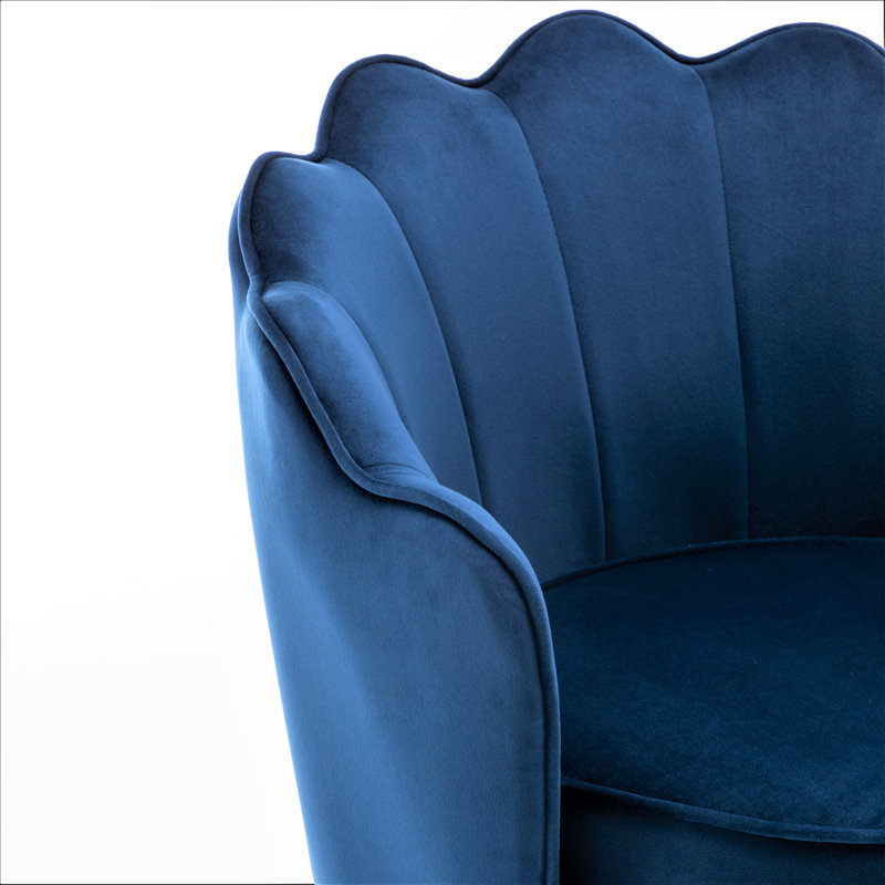 Elanora Velvet Barrel Chair, Navy Blue Velvet