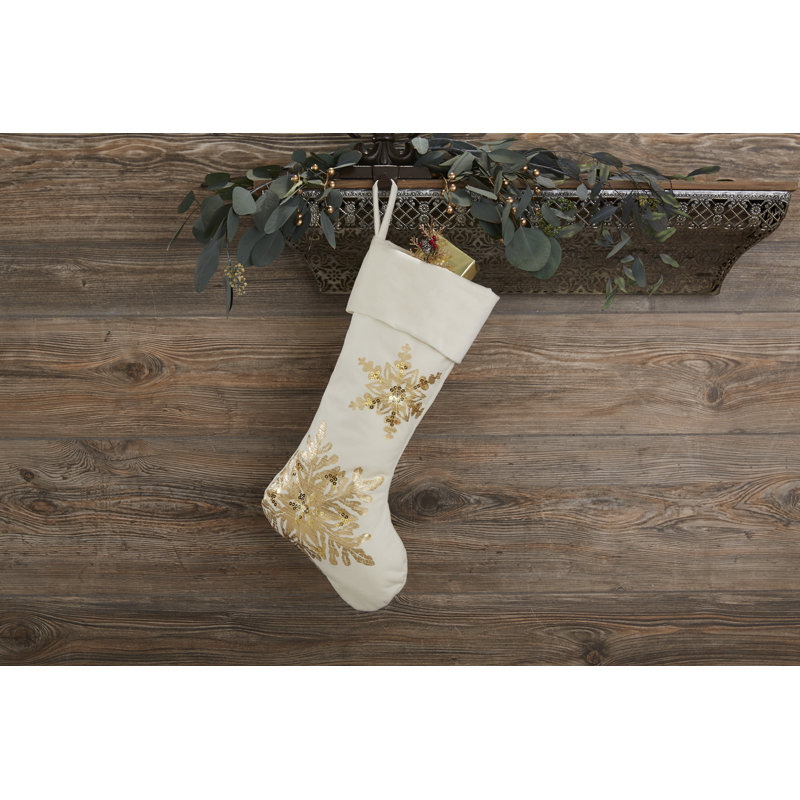 Chaussette de Noël bordeaux scintillante, Ivoire ivoire