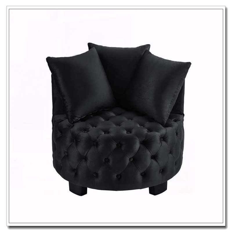 Chaise pivotante rembourrée et capitonnée, Noir