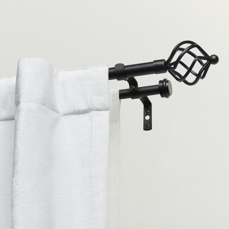 Ensemble de tringle à rideaux double et faîteau Exclusive Home, Noir mat, 36" - 72"