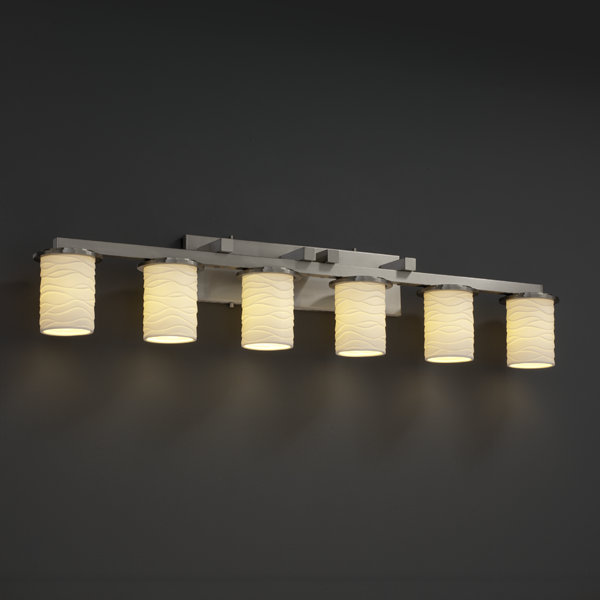 Éclairage pour meuble-lavabo 6 lumières Ainhara, Nickel, Bambou
