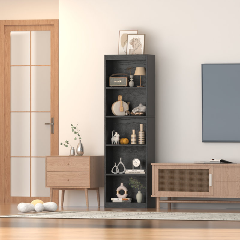 5-Tier Bookcase, Book Shelf, Open Storage Shelf, for Living Room, Home Office, Dinning Room, Black