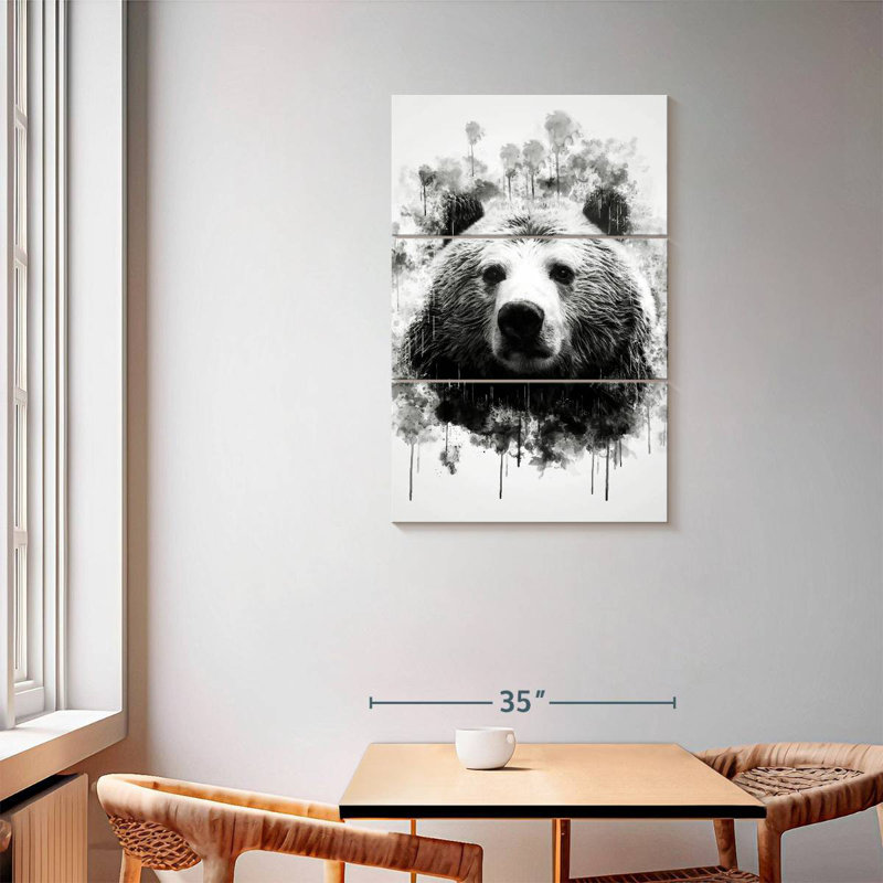 Brampt Bear Head Black And White, 57" H x 36" W