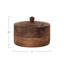 Pot à couvercle en bois d'acacia à finition noyer