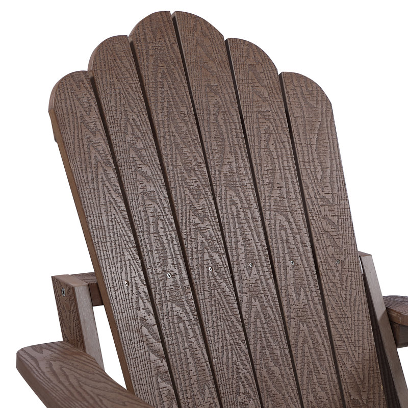 Henninger Foldable Outdoor Adirondack Set, Dark Brown Oak