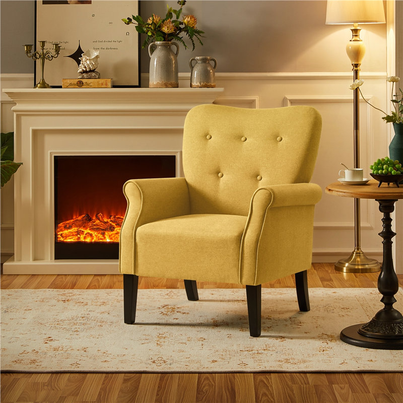 Fauteuil capitonné l 29 po Azani, Mélange de polyester jaune