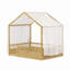 Lit de plancher pour enfants, base de lit en bois avec garde-corps de sécurité, guirlande lumineuse intégrée et tablette-2139226427