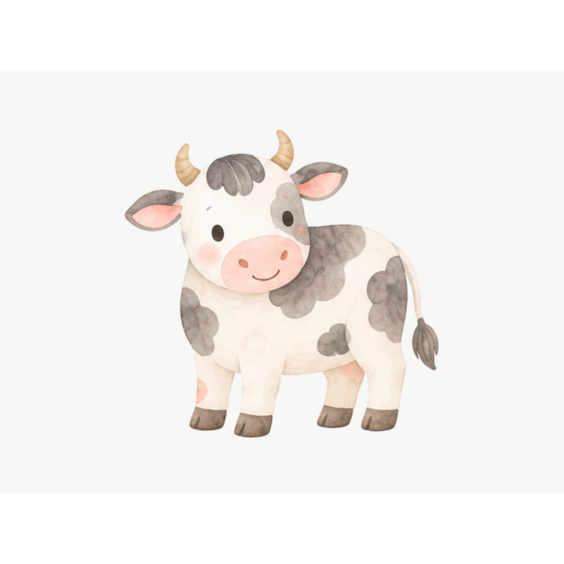 Farm Cow Wall Decal, Big Peel and Stick Nursery Wall Sticker, Satin Finish Removable Kids Room Wall Art, 20"W x 20"H (50 x 50 cm)