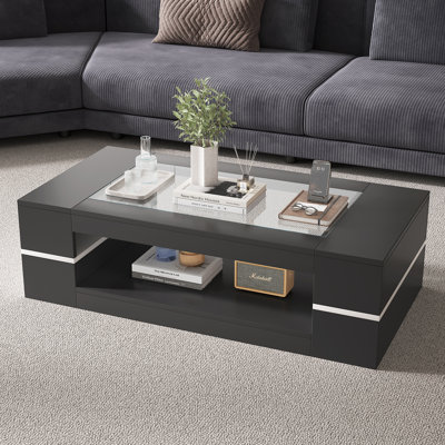 Davionne Rectangular Tempered Glass Coffee Table