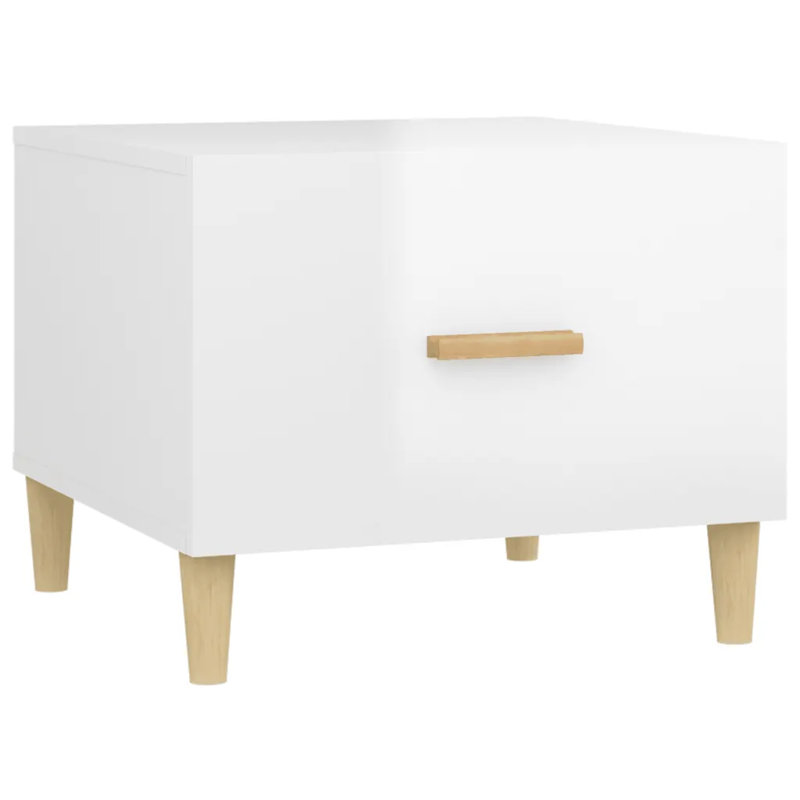 Lometa Side Table with Storage, High Gloss White