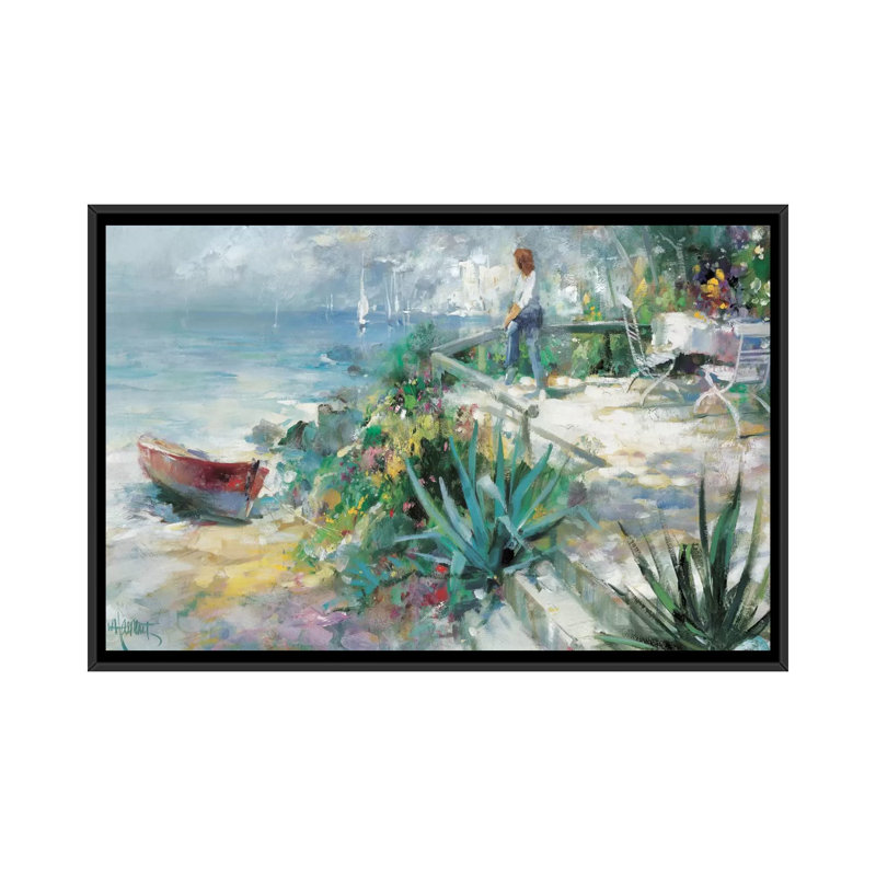 « espoir on the horizon », impression sur toile, H 18 po x l 26 po x P 1,5 po, Toile avec cadre noir, Blanc