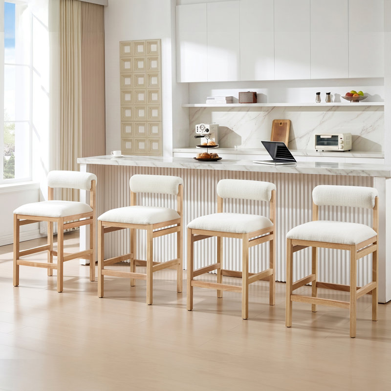 Tabouret de comptoir Albia Modern Farmhouse, Blanc