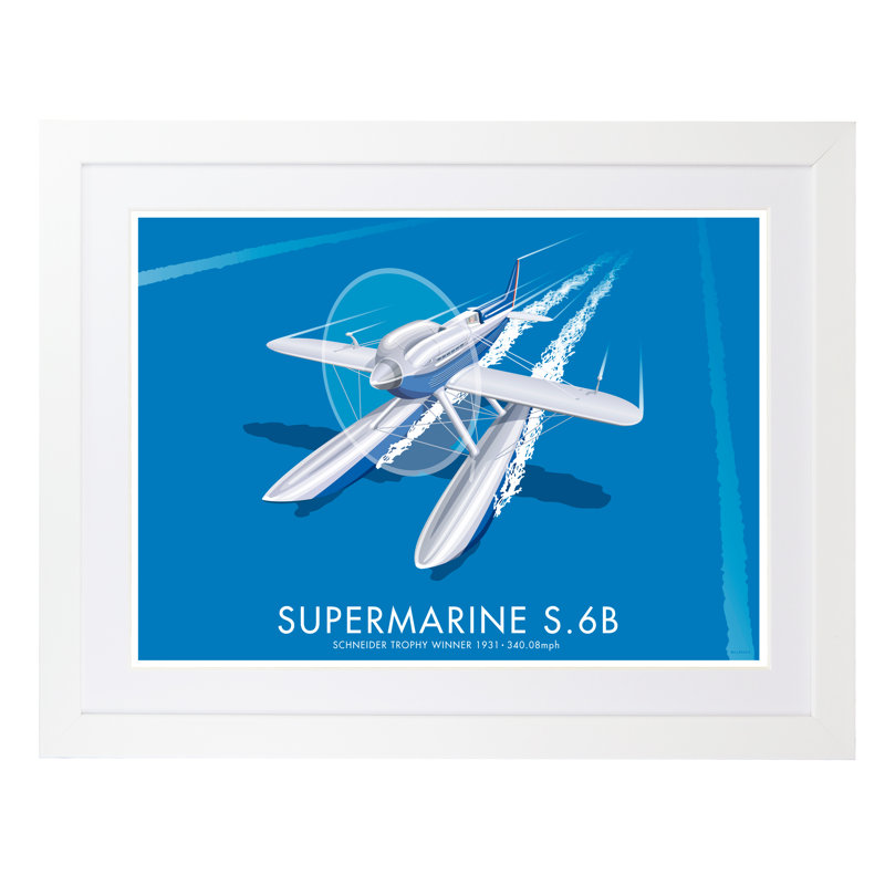 Supermarine S.6B by Stephen Millership - Print, 33.5cm H x 43.5cm W x 2.2cm D, White