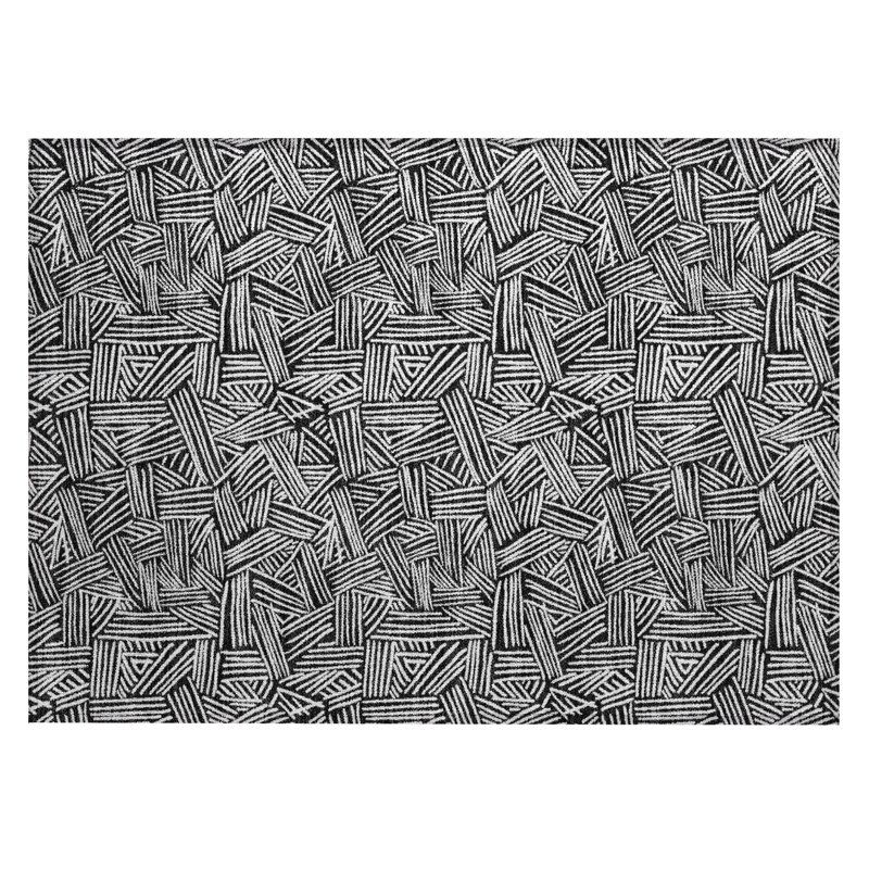 Machine Washable Indoor/Outdoor Chantille ACN2648 Geometric Rug, 1'8" x 2'6", Black