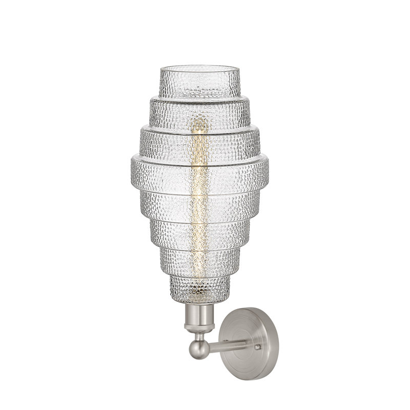 Applique murale en acier Bedrie, Nickel satiné, Blanc