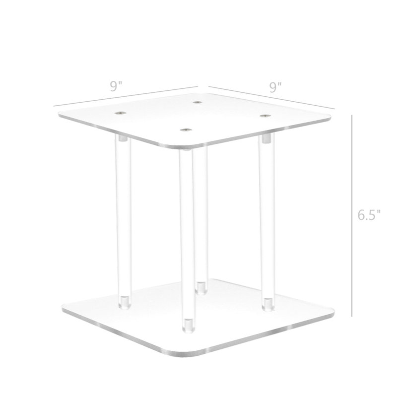 1" Rods Clear Riser Acrylic Transparent Plexiglass Pedestal Table Display Podium, 6" H x 9" W x 9"D