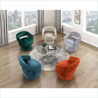 Fauteuil d'appoint pivotant moderne pour adultes, structure en bois massif revêtu de velours bleu marine, mobilier de salon élégant