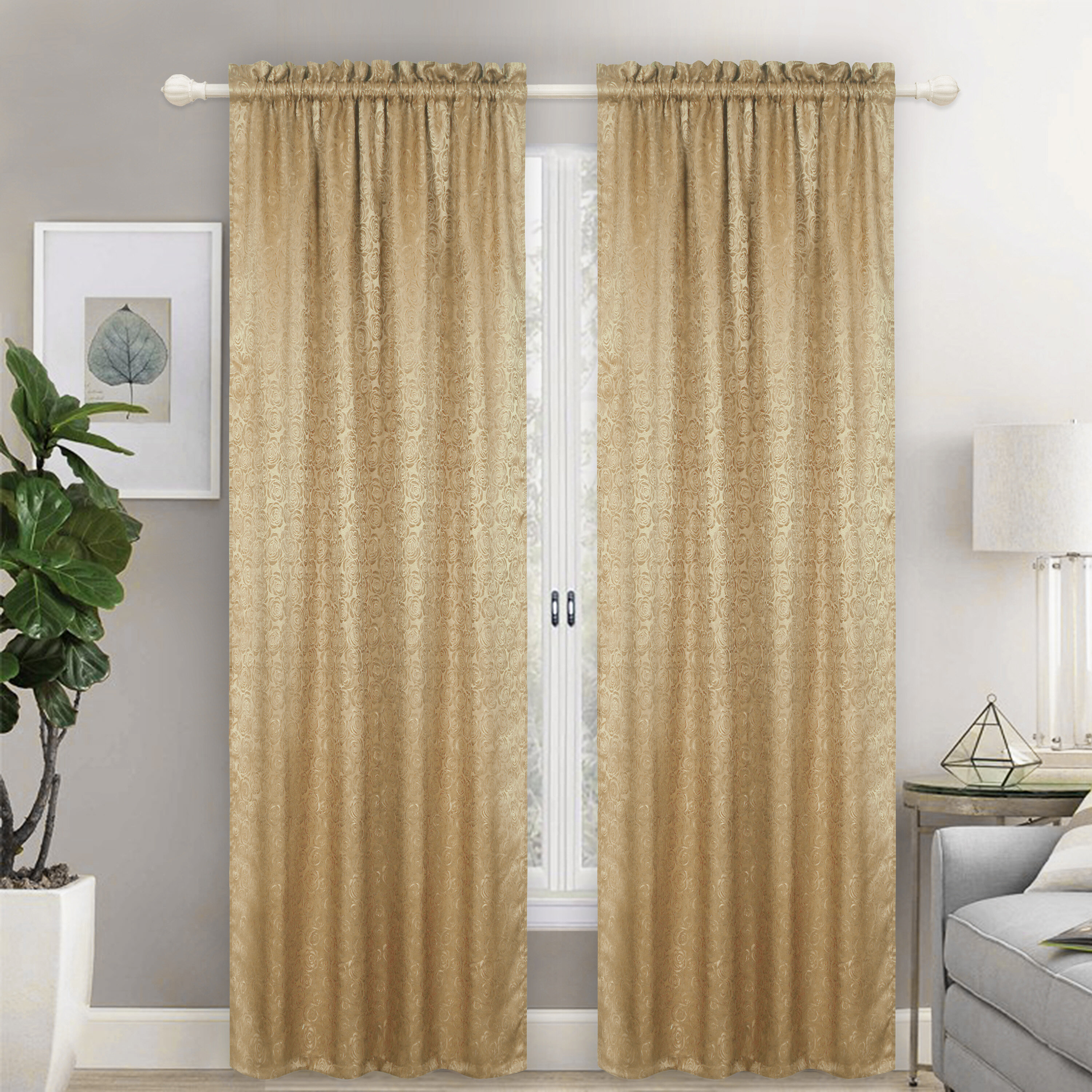 House of Hampton® Afton Lined and Interlined Floral Room Darkening Rod ...