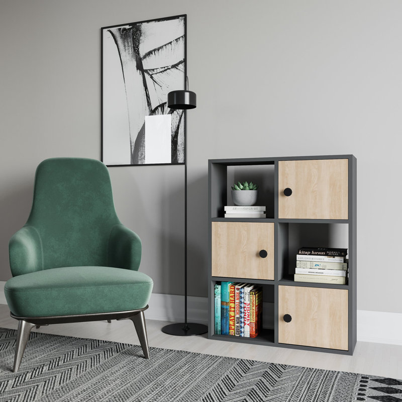 Najmin Storage Bookcase, Anthracite/Oak