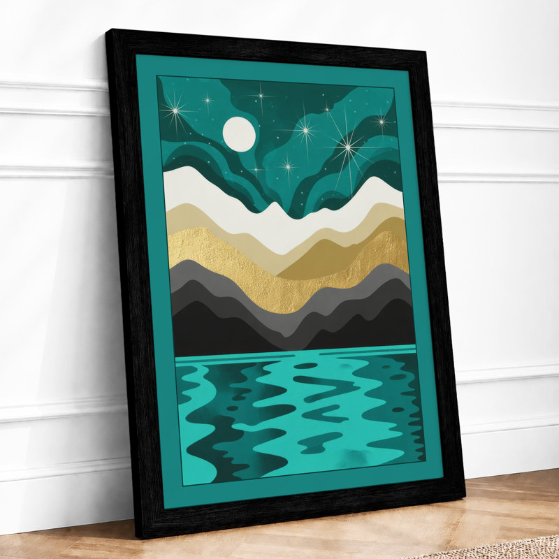 Mountains Under Stars Minimalist - Framed Print, A1 - 84.1 x 59.4 cm, Black