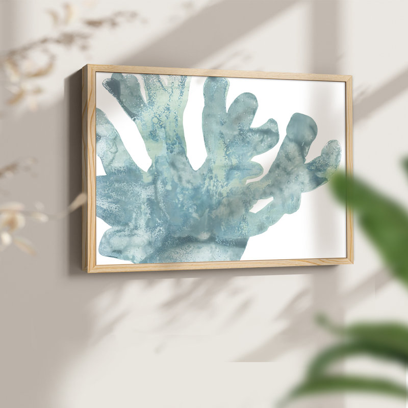 Blue Macro Coral I -Framed Print - Restickable, H 8 po x l 10 po, Naturel