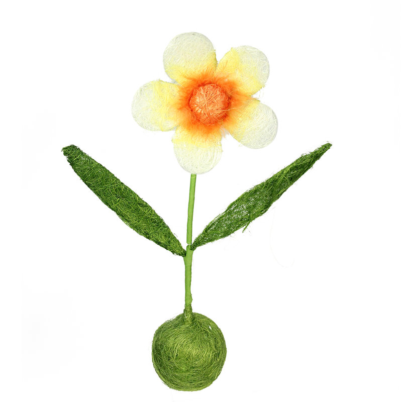 19" Green and Orange Floral Spring Artificial Tabletop Decor