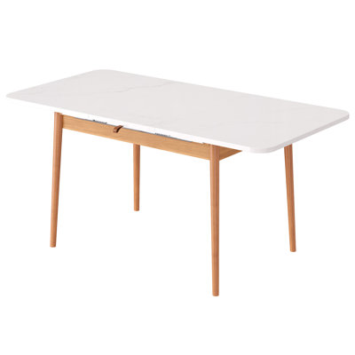 47-63in Extendable Dining Table for 4-6, Faux Marble-Look Top
