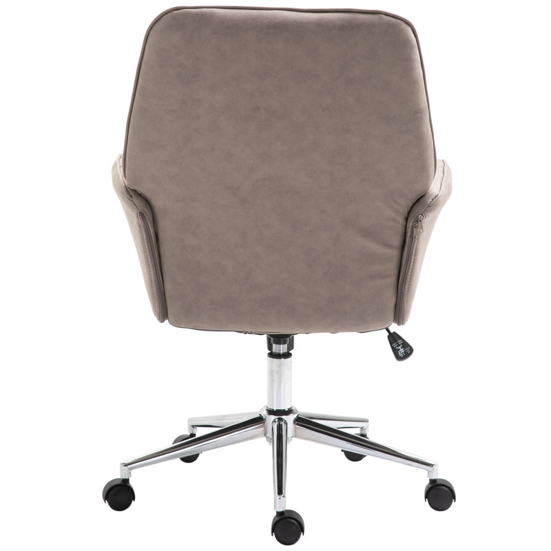 Light Grey Leather Swivel Task Chair with Chrome Base