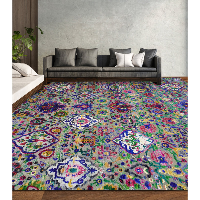 Canterbury Hand Knotted Floral Area Rug, Rectangle 9' x 12'