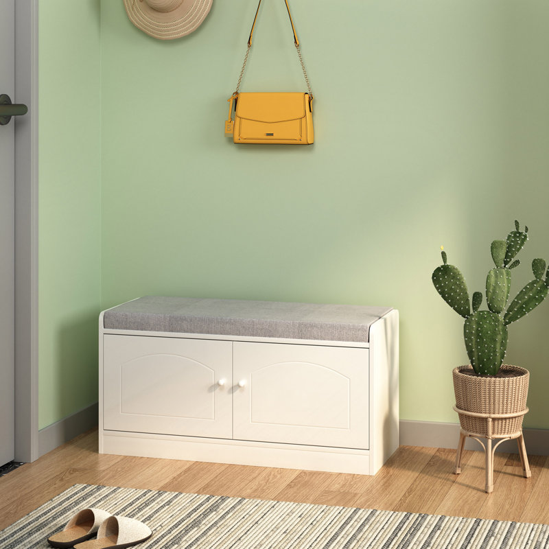 Banc de rangement pour chaussures avec armoire à 2 portes pour l'entrée, couloir
