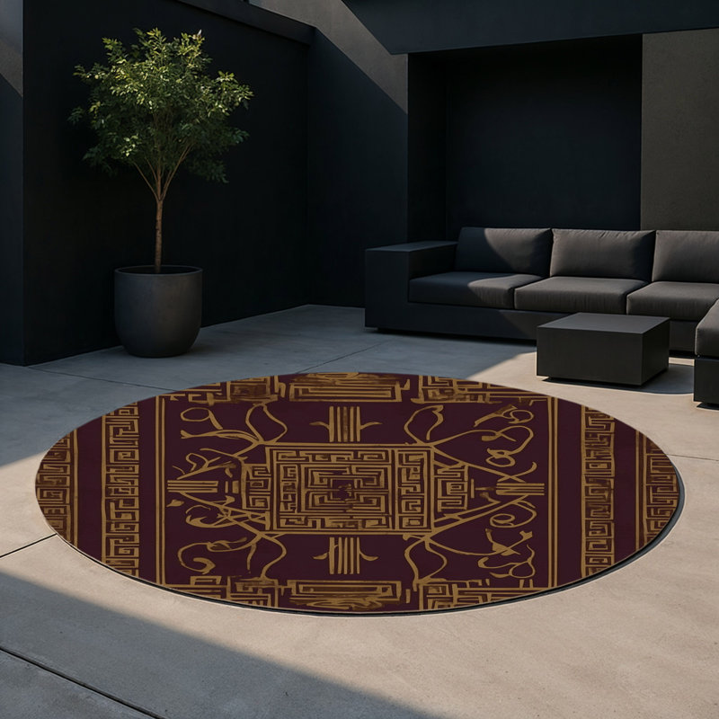 Golden Fable Indoor And Outdoor Area Rug, Round 5'