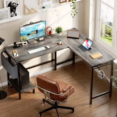 Hussan 50" Wide Reversible L-Shape Desk with Storage Bag