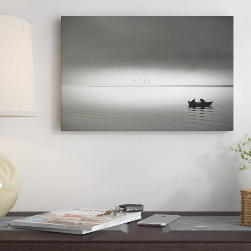 " Going Fishing " by Don Schwartz, 26" H x 40" W x 1.5" D, Black Framed Canvas