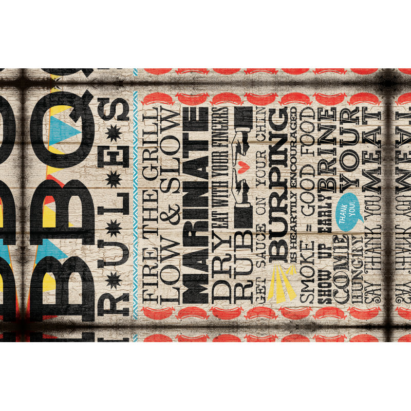 BBQ Rules Colour - Wrapped Canvas Print, 46cm H x 30cm W x 3.8cm D
