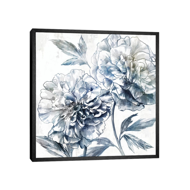 Japanese Peony I by Isabelle Z - Painting on Canvas, 93.98 cm H x 93.98 cm W, Black Framed