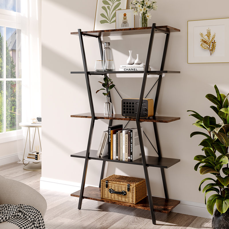 Tympanick 137.5 cm H x 80 cm W Iron Etagere Bookcase