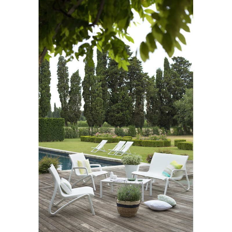 Grosfillex Sunset Patio Lounge Chair, White/Glacier White